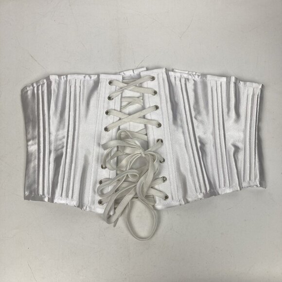White Lace Up Under Bust Corset Boned By Camellia Size 2XL - Picture 1 of 9